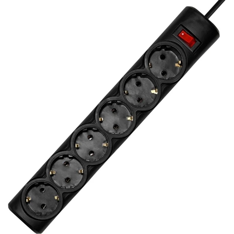 Сетевой фильтр PROGIX PG636 6р/3м/2,2кВт/10А заземеление, черный,ПВС 3х0.75
