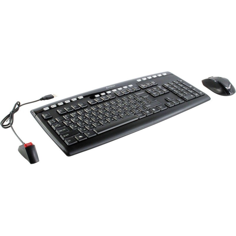 Набор клавиатура+мышь A4 V-Track 9200F клав:черный мышь:черный USB беспров