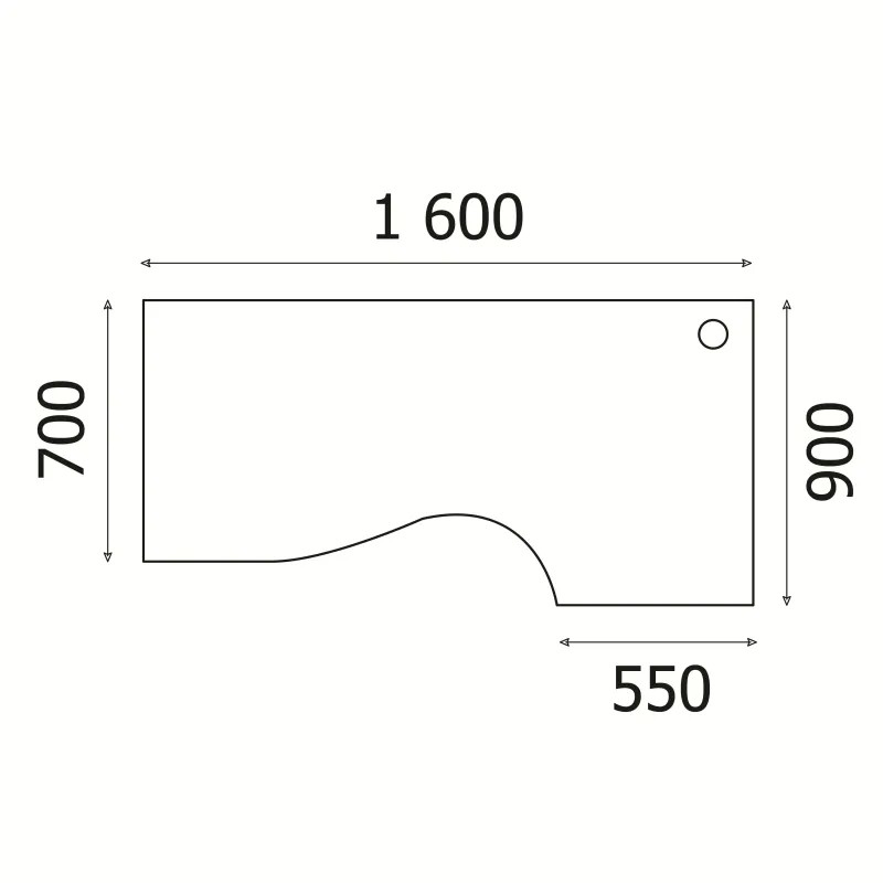 Стол эргономичный ED_Vita левый V-1.6 дуб сонома 1600