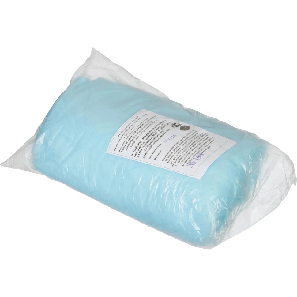 Трусы н/с, с разрезом дл.38см, р.52-54,голубые пл.25, 20шт/уп  Гекса