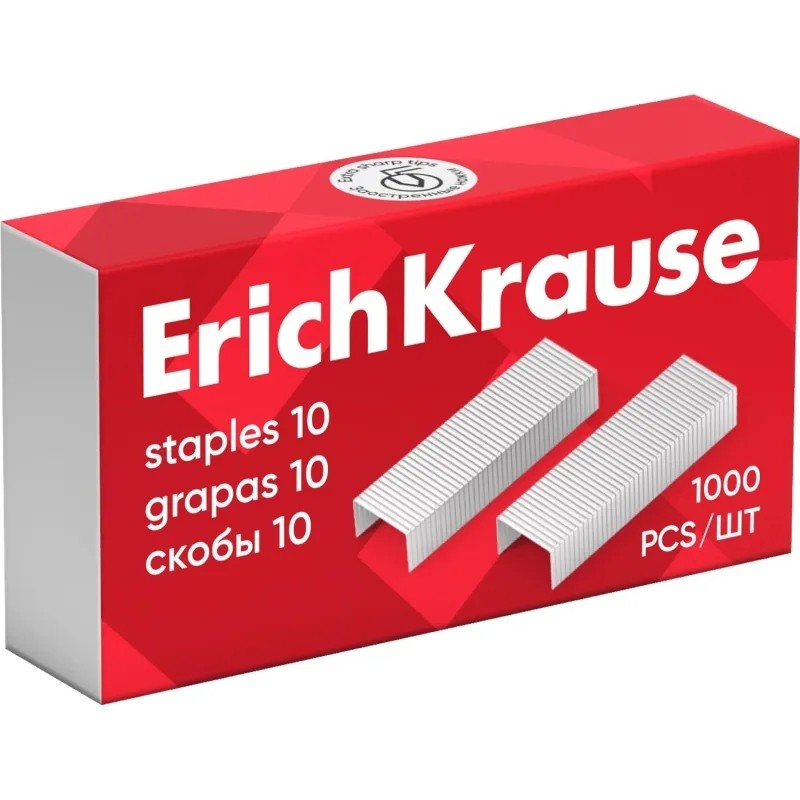 Скобы для степлера №10 ErichKrause, 1000шт/уп, оцинкованные, 1188