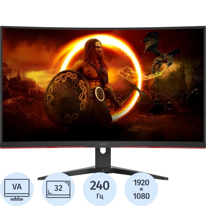 Монитор AOC (C32G2ZE/BK)32/FHD/VA/240Hz/300cd/1ms/HDMI/DP