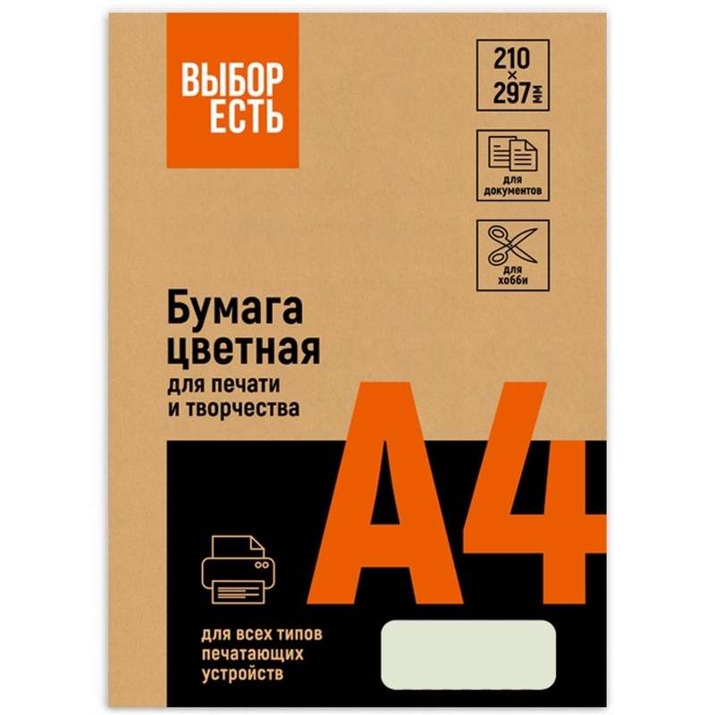 Бумага цветная Выбор есть (А4,80г,микс пастель) пачка 100л