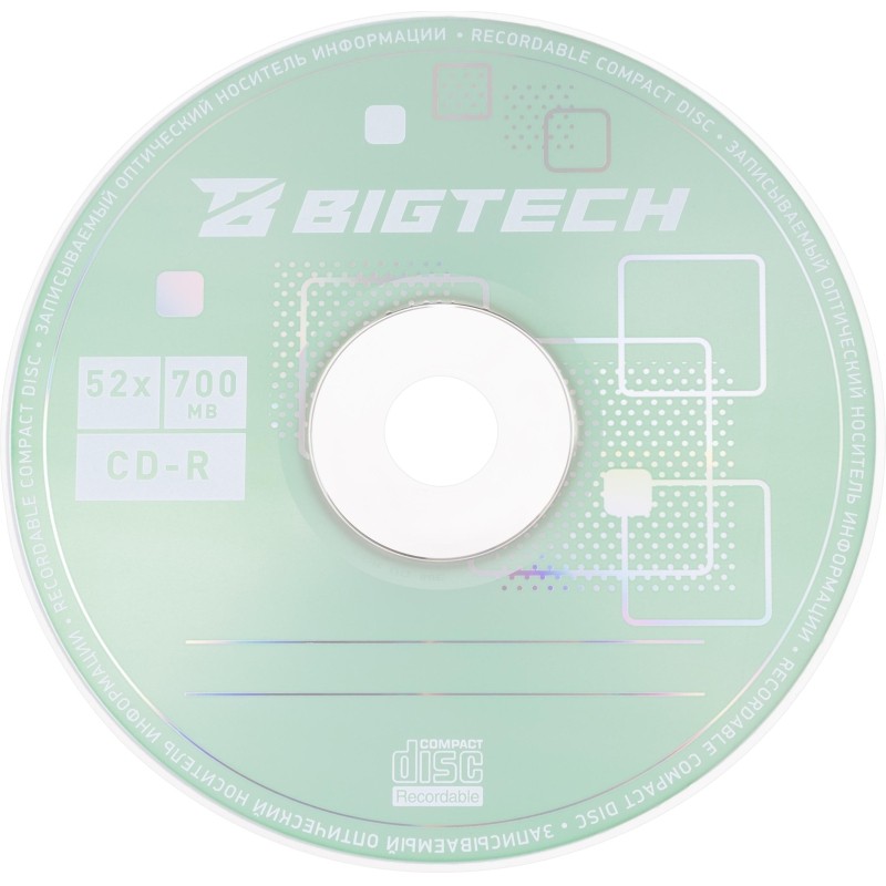 Носители информации Bigtech YCDRB002 CD-R 700 МБ/52х/50шт/уп cake box