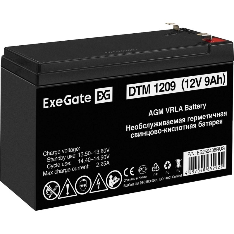 Батарея для ИБП ExeGate DTM 1209 (12V 9Ah, клеммы F1)(ES252438RUS)
