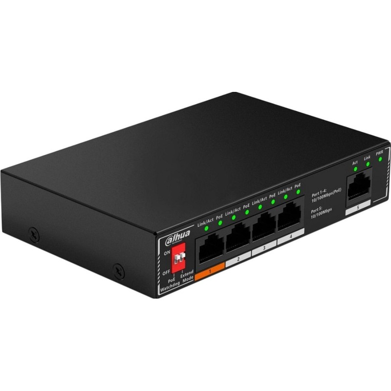 Коммутатор DAHUA DH-SF1005P 5-портовый неуправл, 5xRJ45 100Mb, PoE,uplink