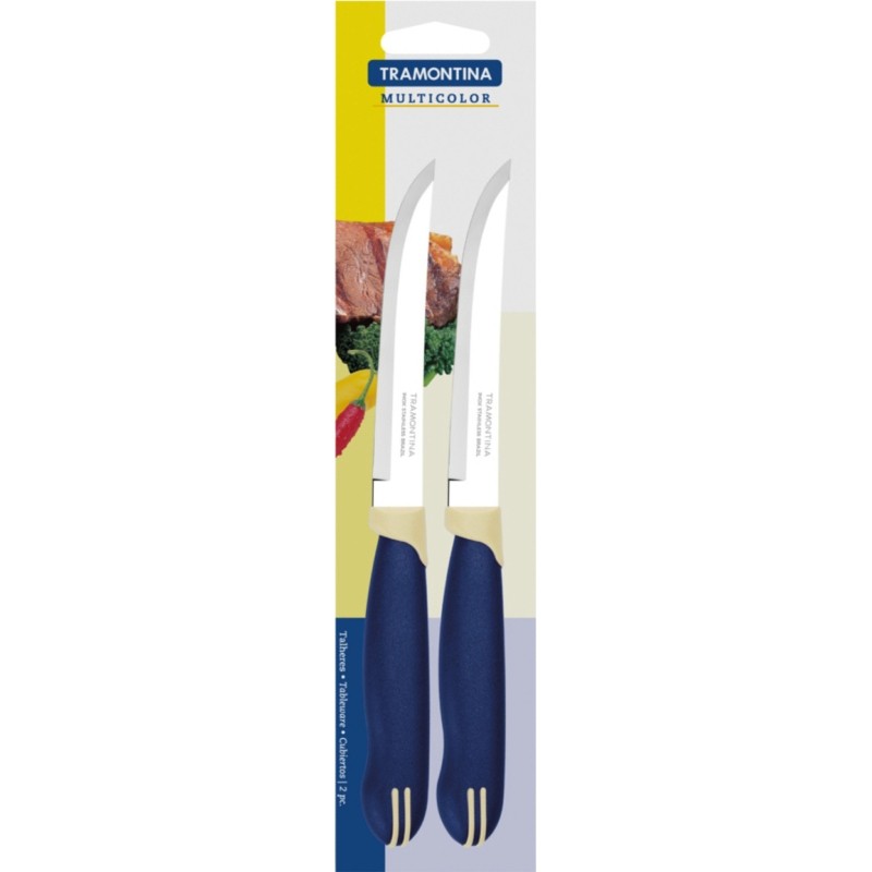 Нож для стейка гладкий Multicolor 12,5 см синий 2 шт/уп
