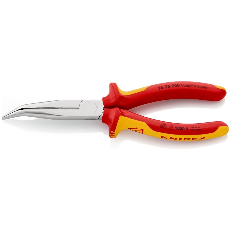 Длинногубцы загнутые VDE L-200 мм KNIPEX KN-2626200