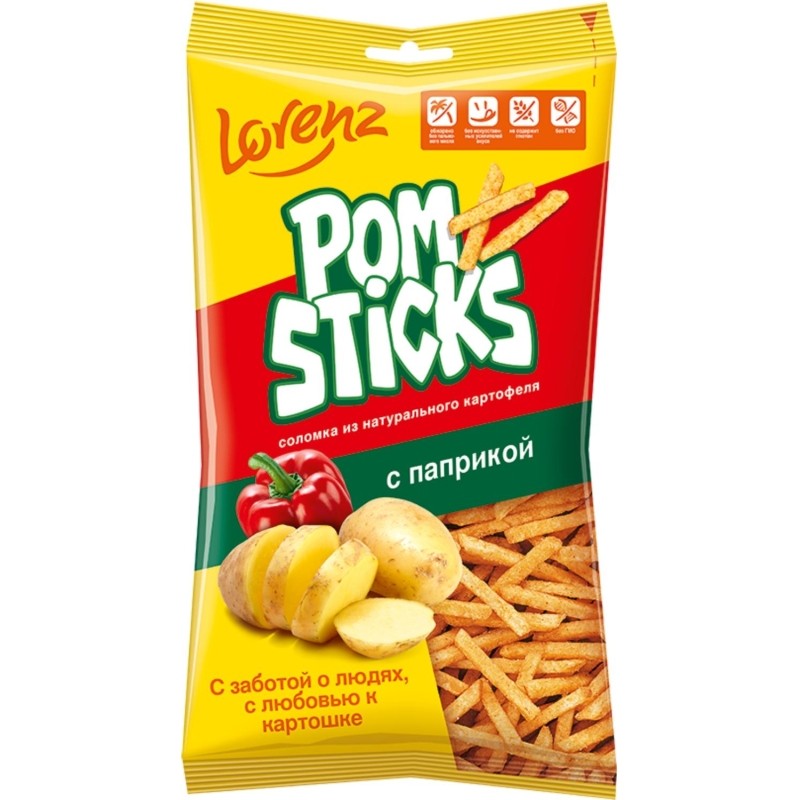 Чипсы картофельные соломкой Lorenz Pomsticks с паприкой 100г
