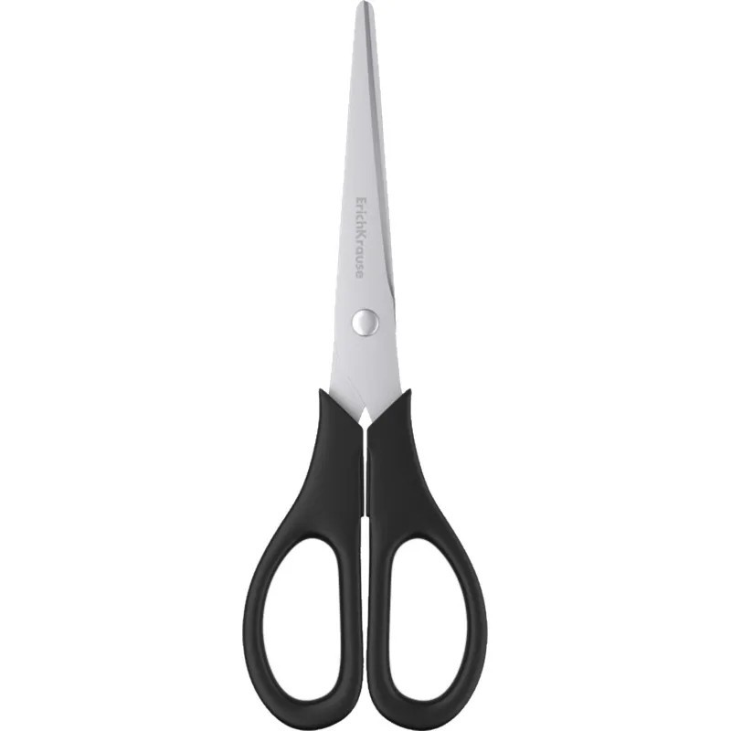 Ножницы ErichKrause EasyCut, 17см, нерж. сталь, черный, 14861