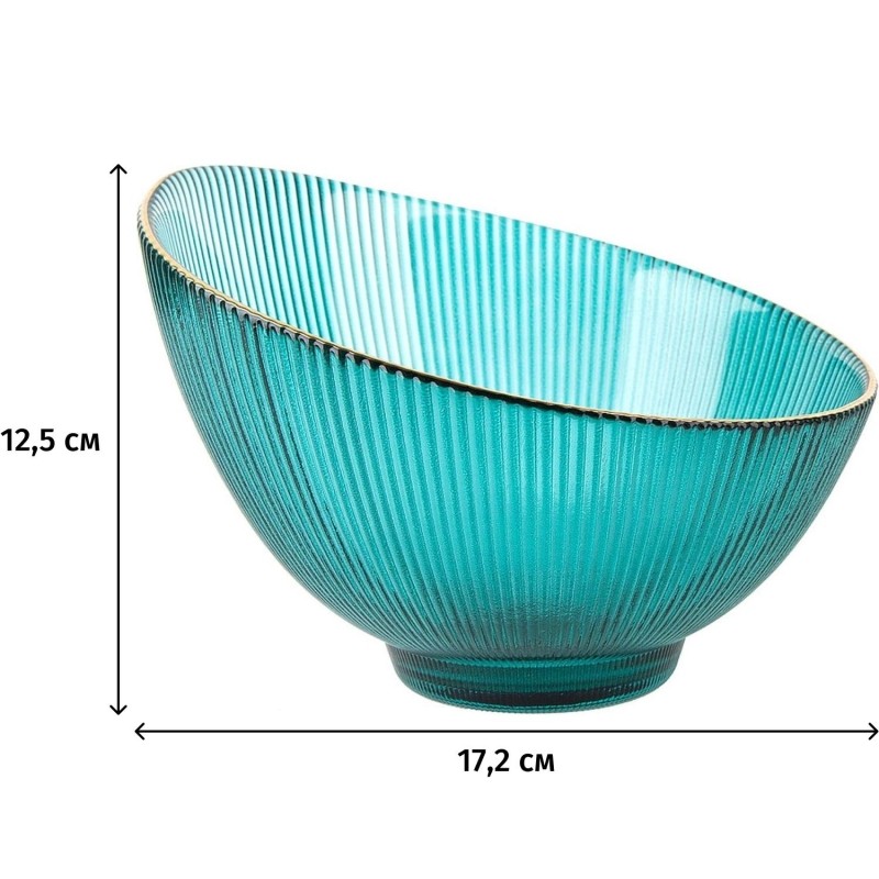 Салатник Frost stripe (зелен)d=17,2см h=12,5см v=650мл(стекло),9950317-4