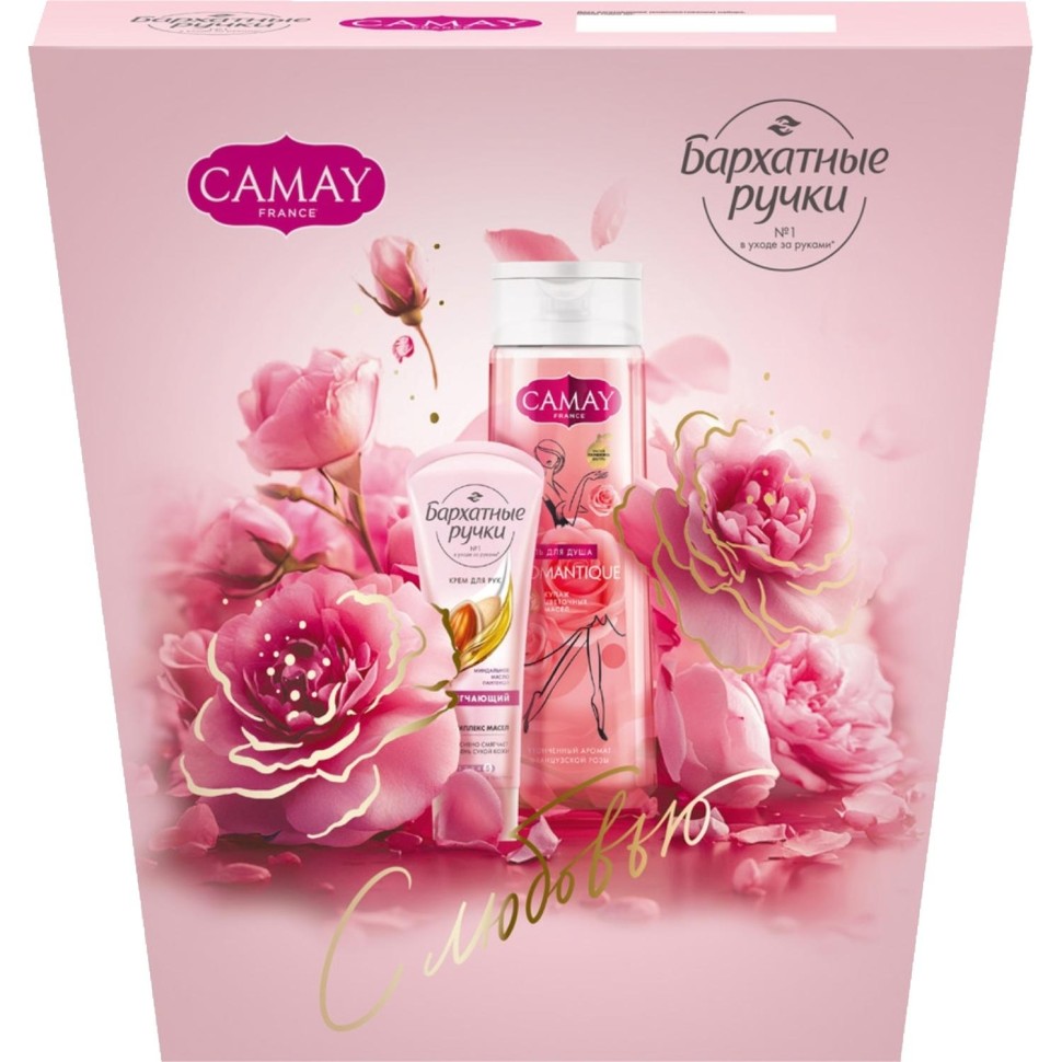 Подарочный набор Camay+Бархатные ручки женский гель для душа и крем для рук