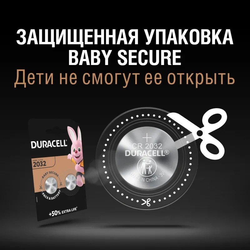 Батарейка DURACELL CR2032-2BL литий бл/2шт