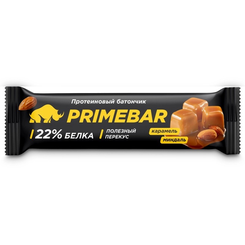 Батончик с содерж протеина PRIMEBAR глазир со вкус Карам и минд 40гx15шт/уп