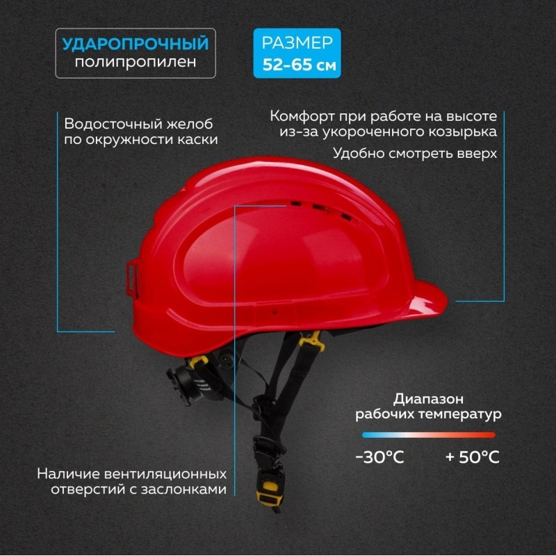 Каска TOPFORT УНИВЕРСАЛ 303 с храповиком красная