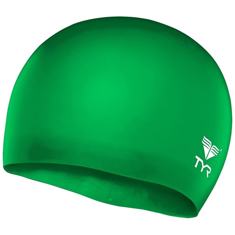 Шапочка для плавания TYR Wrinkle Free Junior Silicone Cap, LCSJR-326, зел