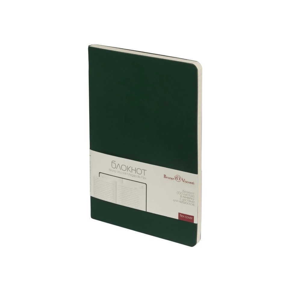 Блокнот А5 100л Bruno Visconti MEGAPOLIS FLEX VELVET зеленый 3-526/05