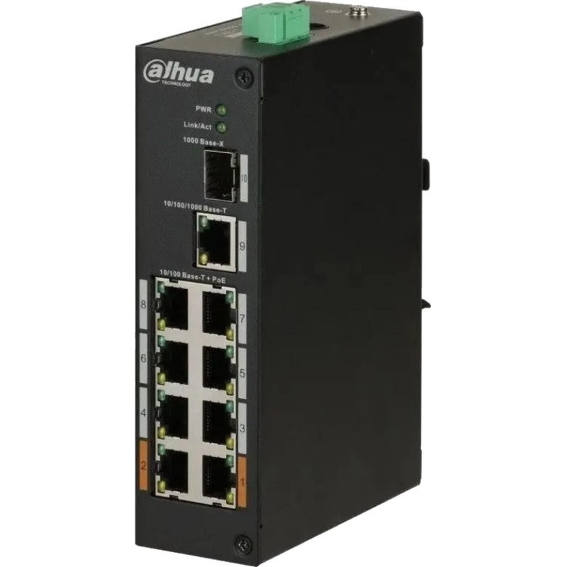 Коммутатор DAHUA (DH-PFS3110-8ET-96) 8xRJ45 100Mb PoE, 1xRJ45 1Gb + 1xSFP