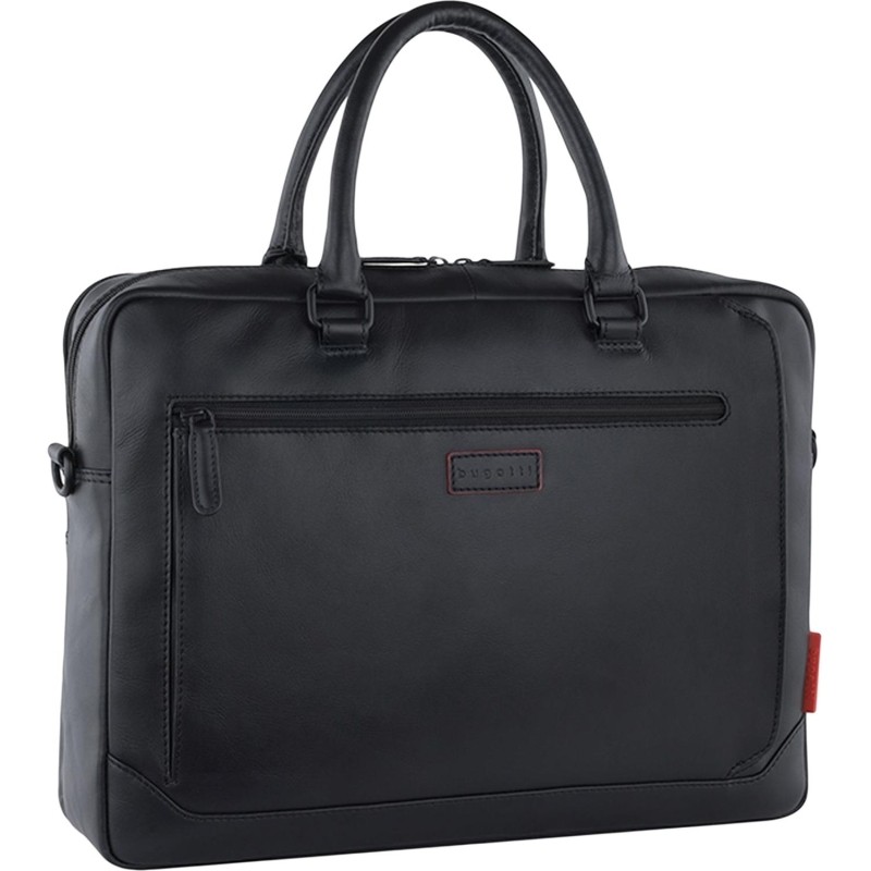 Портфель мужской BUGATTI Clark, черн,кожа/полиэст,40х9,5х29см,10л, 49235301