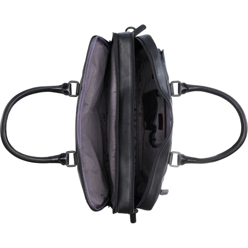 Портфель мужской BUGATTI Clark, черн,кожа/полиэст,40х9,5х29см,10л, 49235301