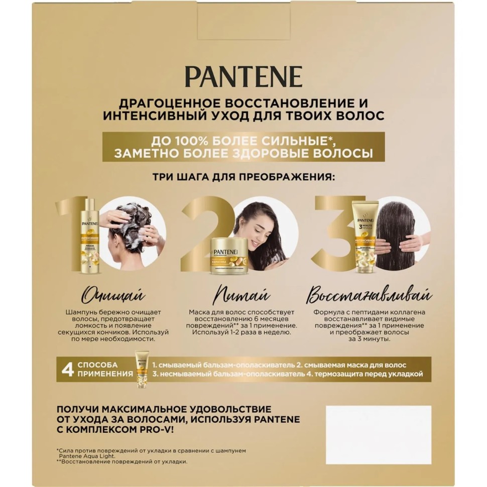 Подарочный набор PANTENE ProV Интен восcтан Маск300 Шам250 Бал-ополас220мл