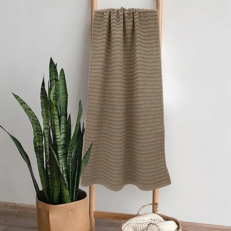 Полотенце махровое УЗБ Рельеф, L 70х130 сер,162479