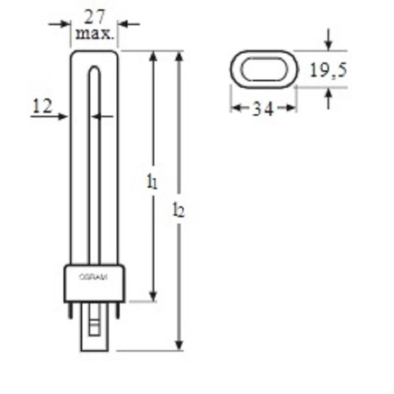 Лампа люминесцентная КЛЛ неинтегрированная OSRAM CFL DULUX S 11W/840 G23