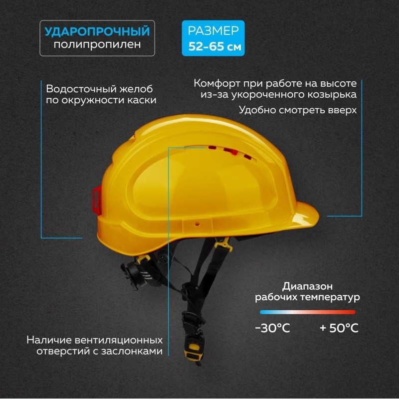 Каска TOPFORT УНИВЕРСАЛ 304 с храповиком желтая
