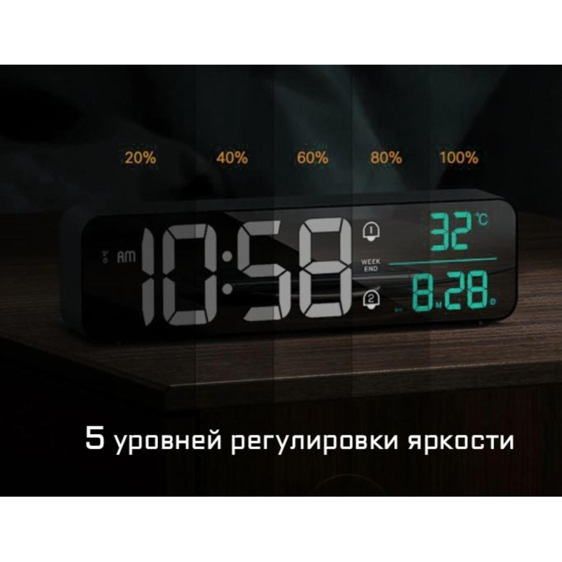 Часы электр.настольн:будильн,календ,термометр,с подвесом,3.5х7х26.5,7352032