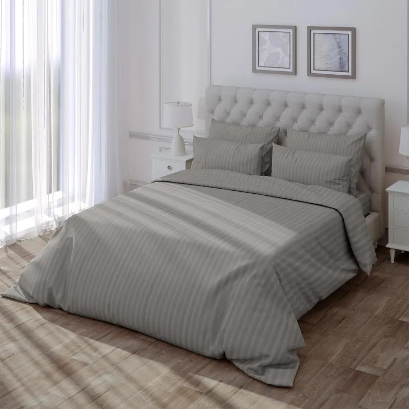 Постельное белье Евро Страйп (нав.50х70-2шт,70х70-2шт) Gray,760178