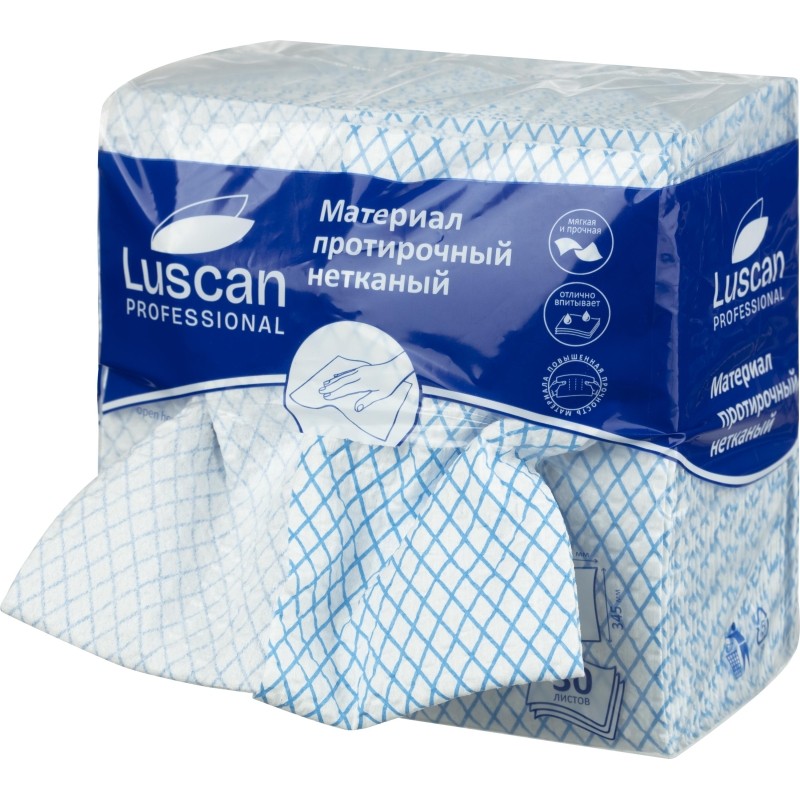 Материал протирочный нетканый Luscan син 110г 33,5х34,5 30л/уп_1855549_КФС