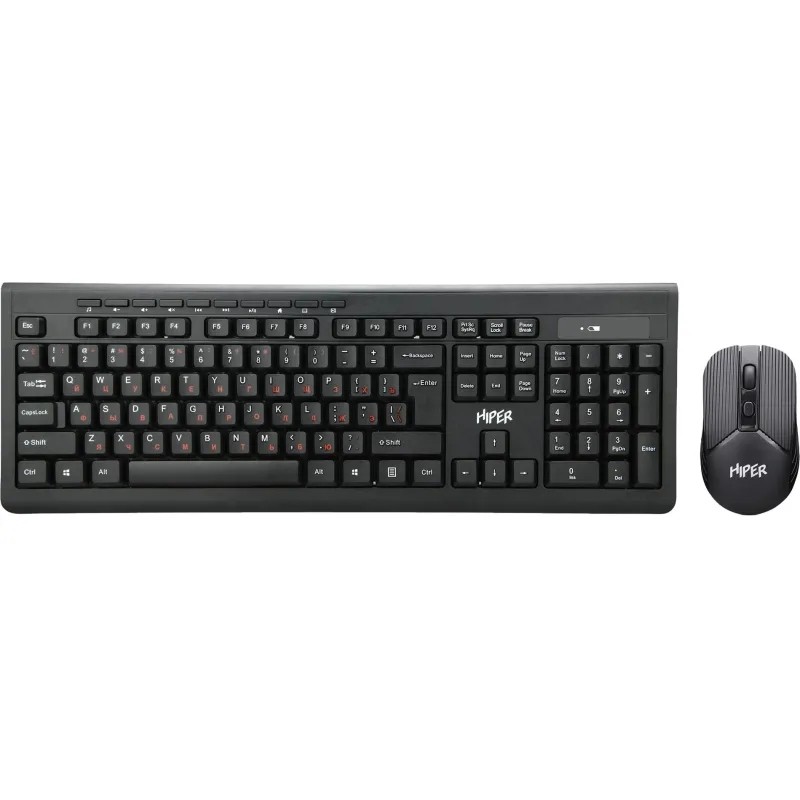 Набор клавиатура+мышь Hiper OSW-2100 черный, (114кн, 1600DPi), беспроводной