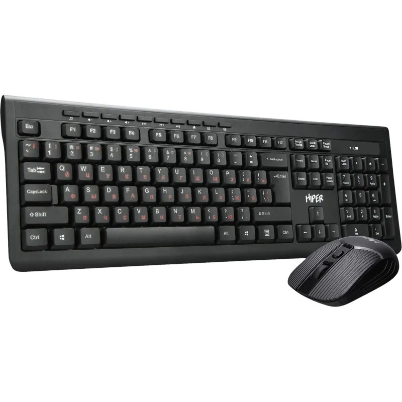 Набор клавиатура+мышь Hiper OSW-2100 черный, (114кн, 1600DPi), беспроводной