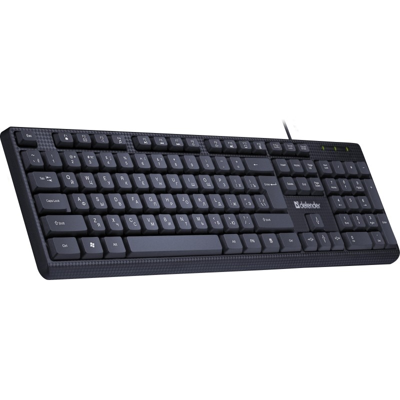 Клавиатура Defender Daily HB-162 RU проводн,черный,104кнопки+FN, 1.8м 45162