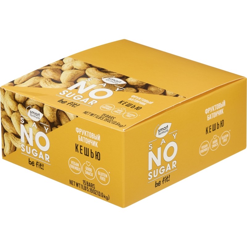 Батончик мюсли Smart Formulа фруктовый Cashew, 15штx40г/уп (ОС1242)