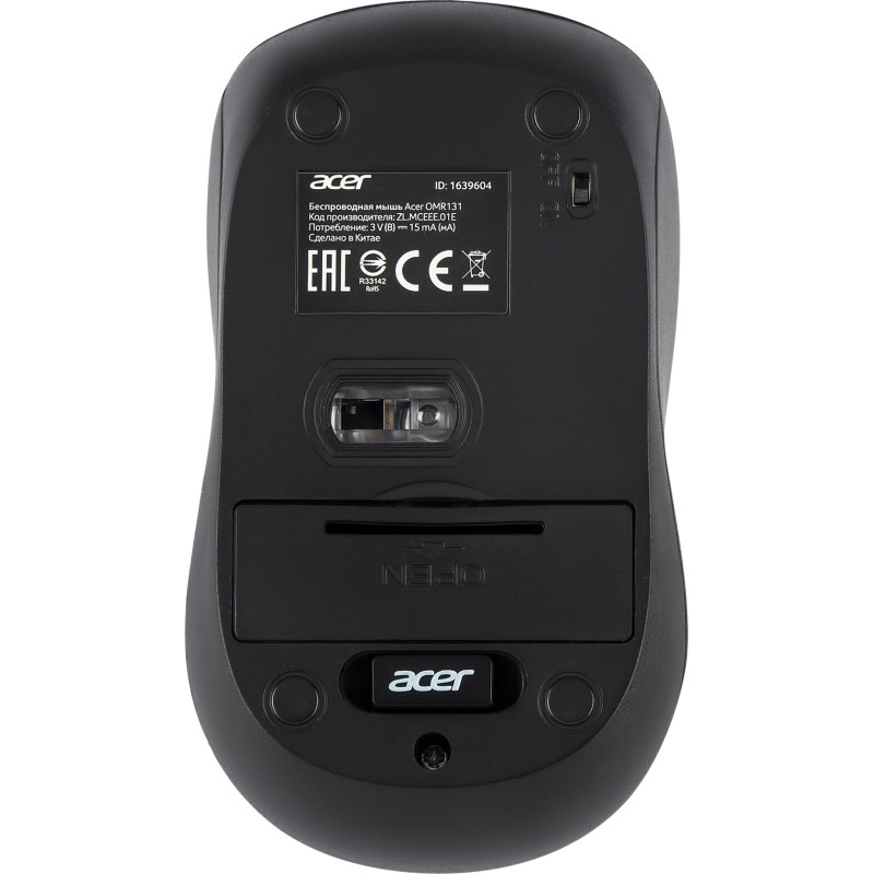 Мышь компьютерная Acer OMR131 черн. оптичес. (1000dpi) беспровод,USB (2but)