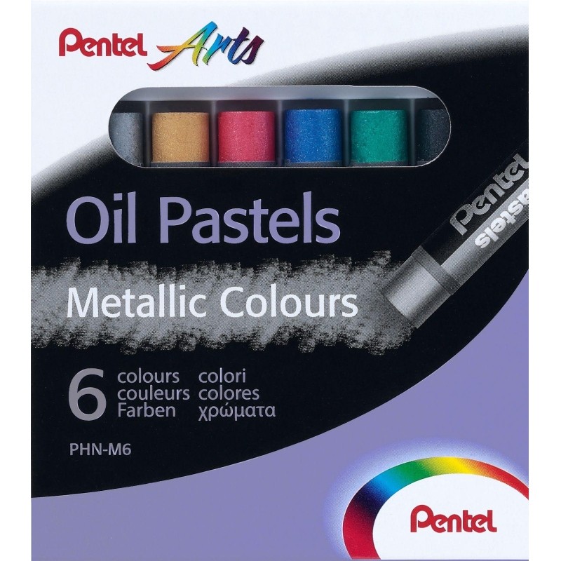 Пастель масляная Pentel худож. металлик 6 цв/наб PHN-M6