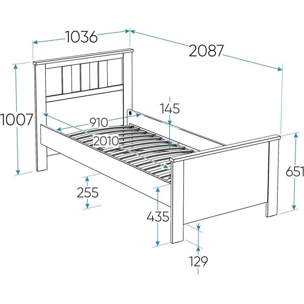 Кровать одинарная ШС_Сага 90х200 белая Кровать одинарная ШС_Сага 90х200 белая