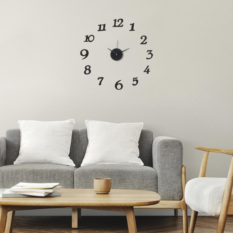 Часы наклейк черн DIY Ясмина,плав ход,d-45см,секун 12см,циф 7.5х5см 5451319