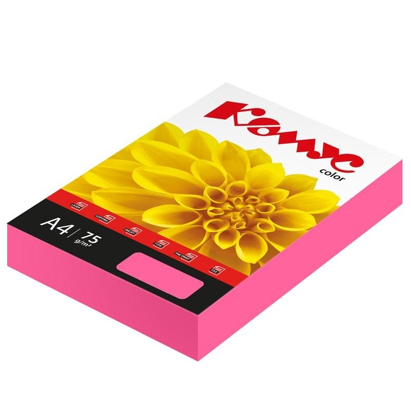 Бумага цветная Комус Color  (малиновый неон) 75+-5гр, А4, 500 л