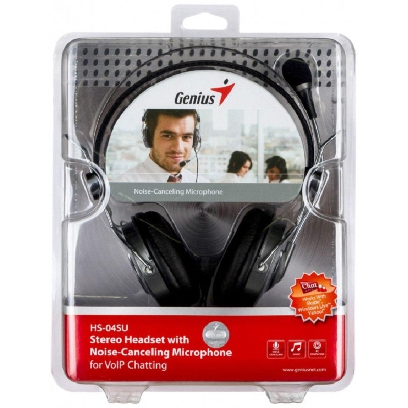 Гарнитура компьютерная Genius HS-04SU, кабель 1.8м., черный
