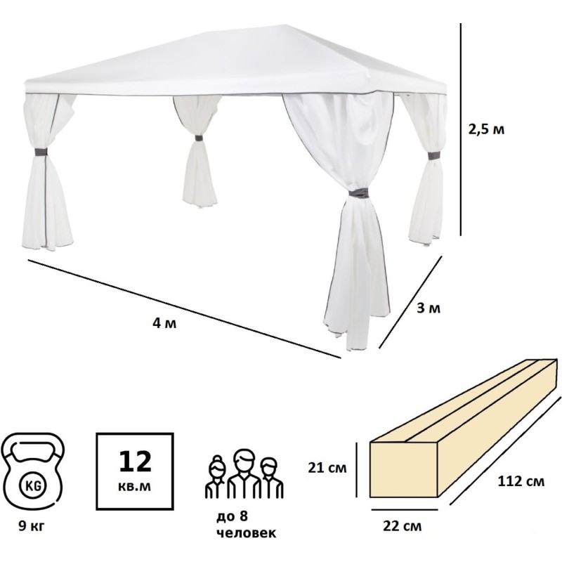 Тент LS_ садовый Green Glade 1050 3х4х2,5м полиэстер