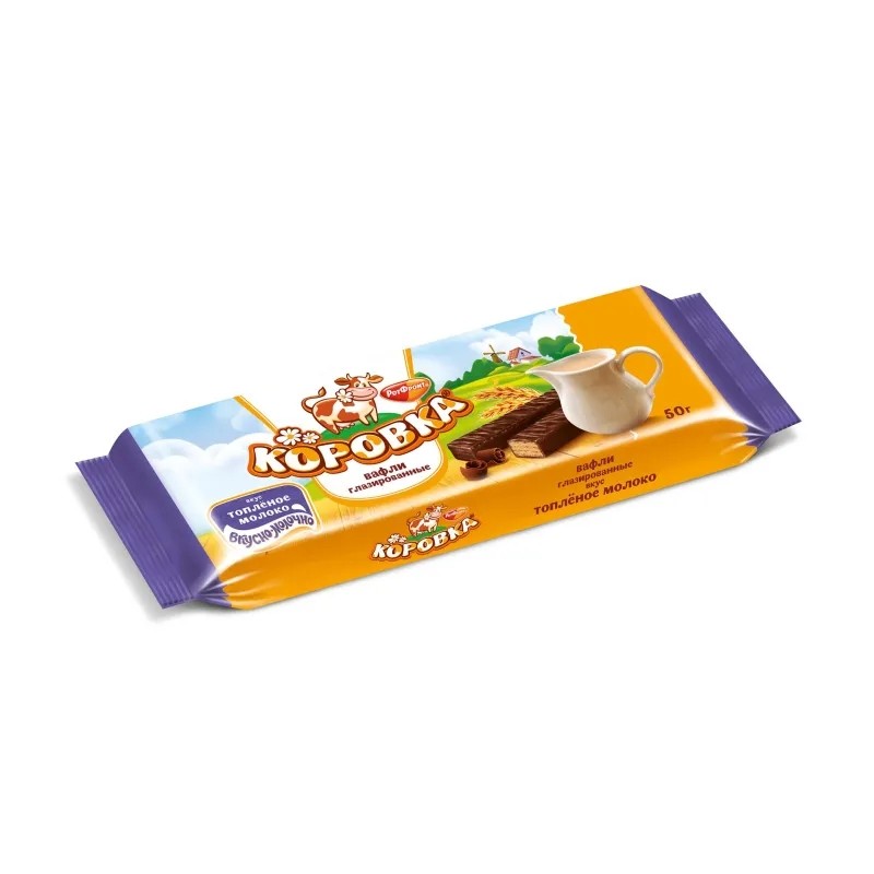 Вафли Коровка вкус топленое молоко глазированные, 50гх25шт/уп