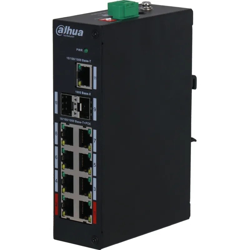 Коммутатор DAHUA DH-PFS3211-8GT-120 8-порт гб неуправл,PoE,RJ45,SFP, uplink