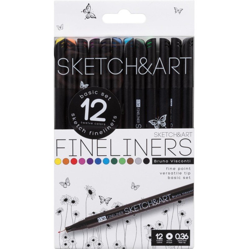 Набор линеров для скетчинга SKETCH&amp;ART BLACK EDITION 0,36мм 12цв 36-0017