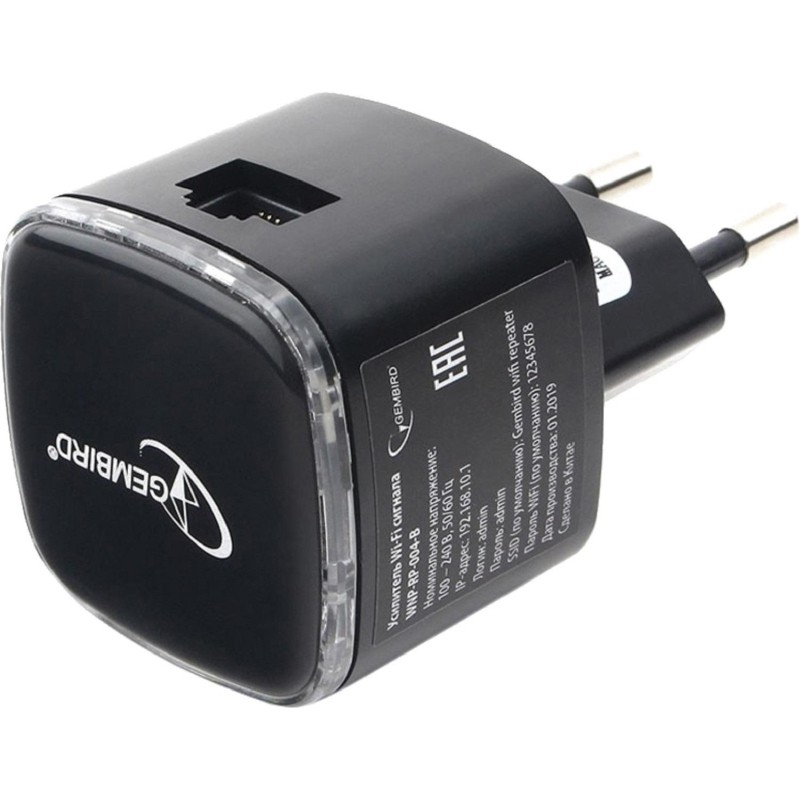 Усилитель сигнала Wi-Fi Gembird WNP-RP-004-B, 300 Мбит, черный