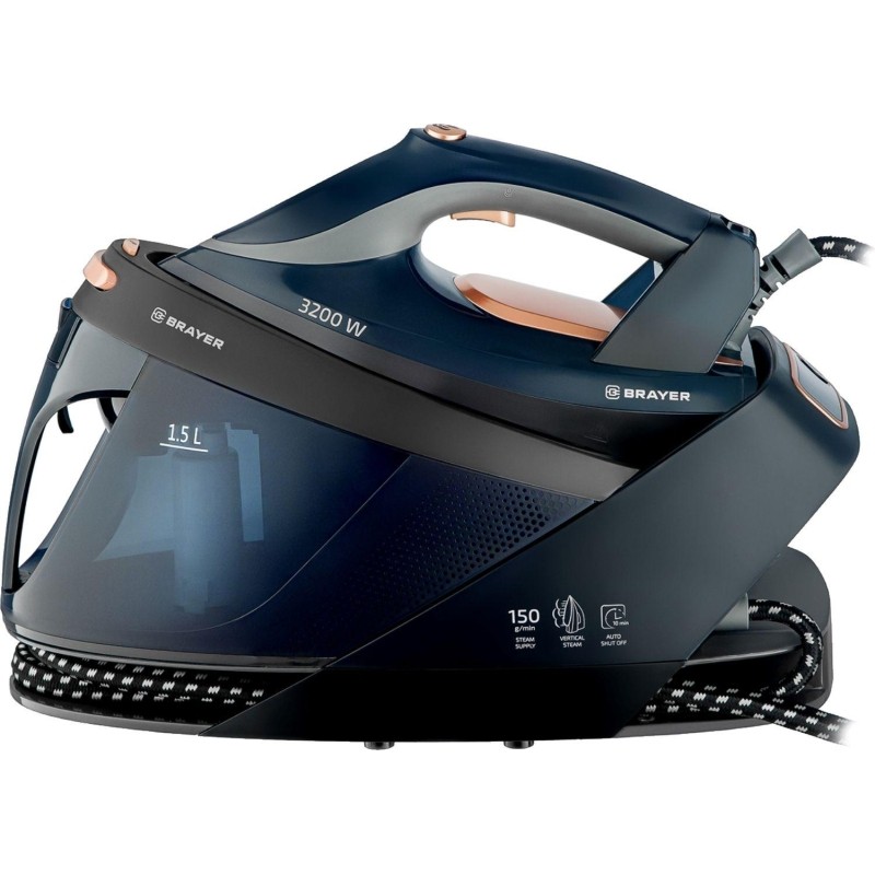 Парогенератор BRAYER 4157BR,3200Вт,керам,OneTemp,давл.7бар,1,5л,верт.отп