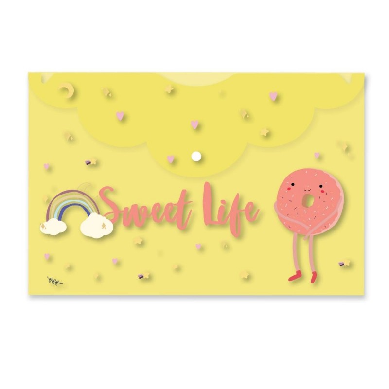 Папка-конверт на кнопке  А4Attache Sel-on SWEET LIFEас325х215мм200мкм5шт/уп