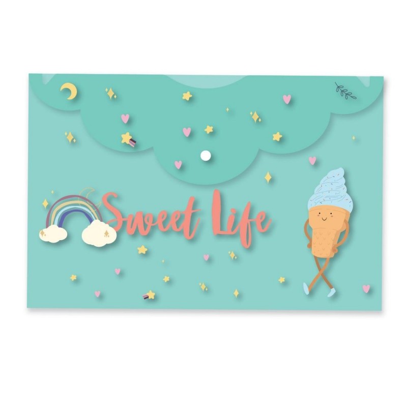 Папка-конверт на кнопке  А4Attache Sel-on SWEET LIFEас325х215мм200мкм5шт/уп