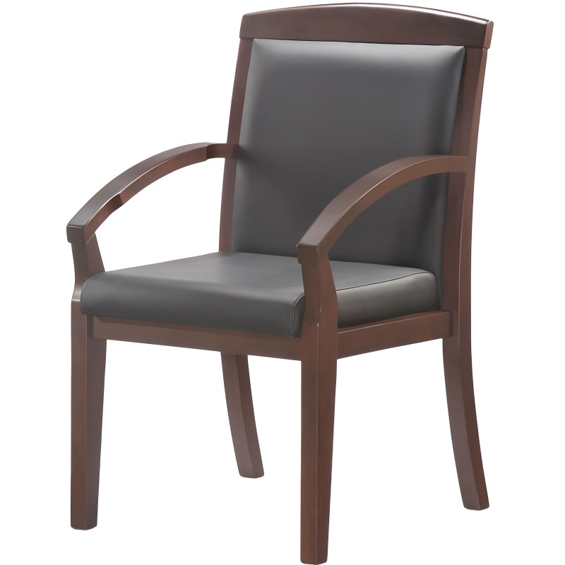 Конференц-кресло BN_Mb_Echair-421 KR рецикл.кожа черн., тем.орех